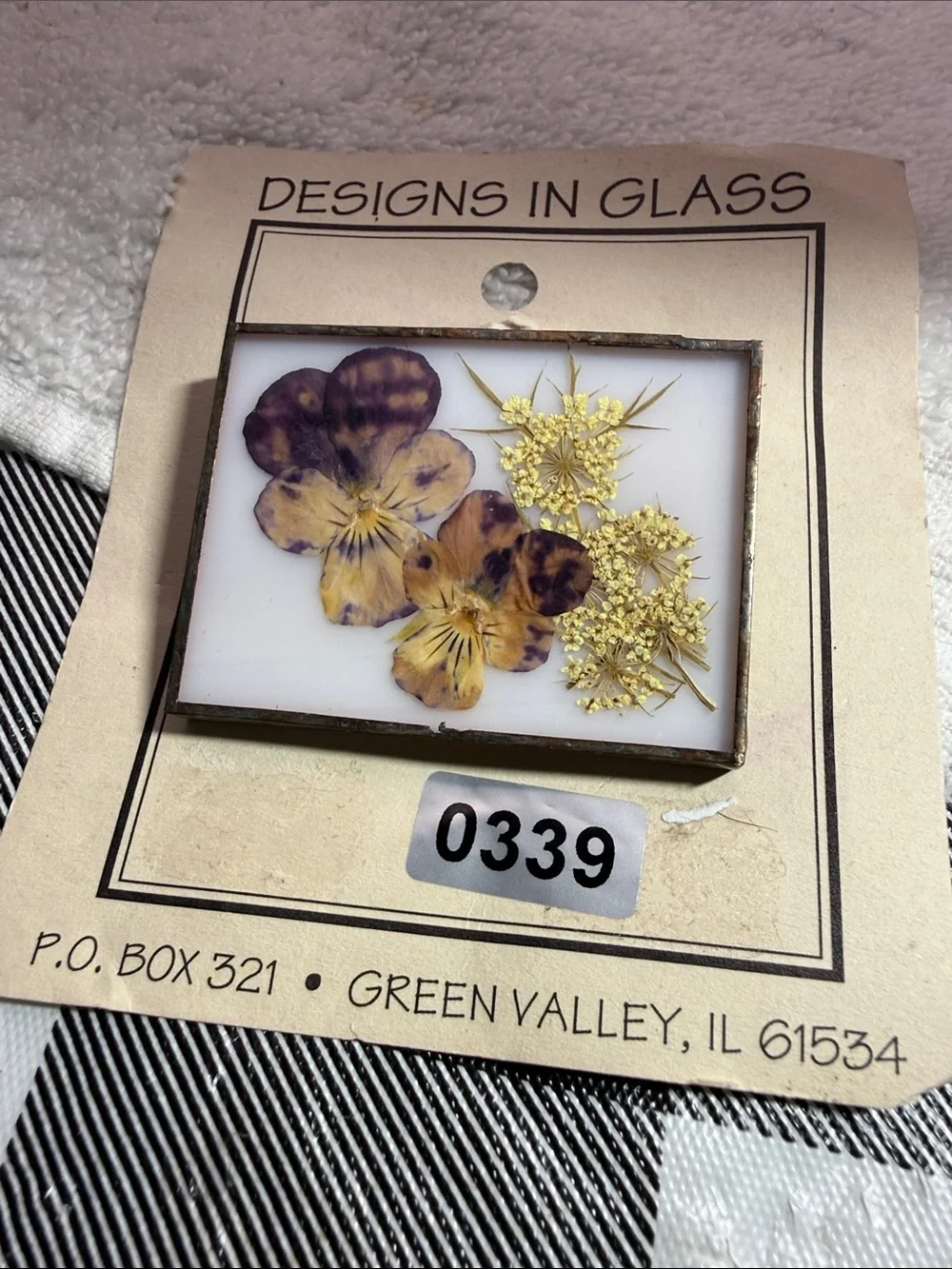 Handmade Pansy Rectangle Brooch -
